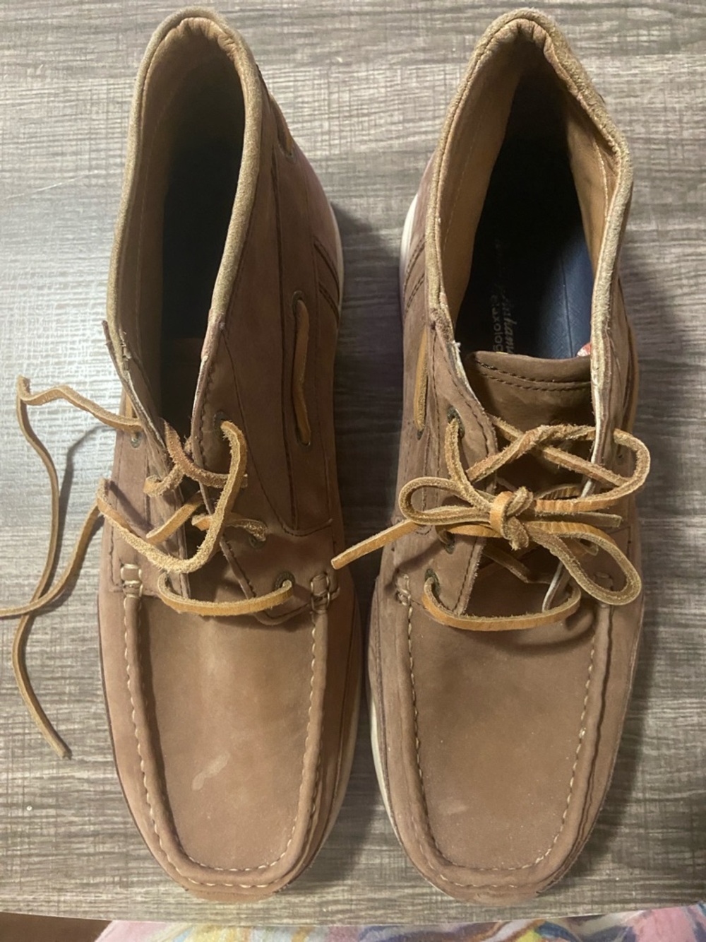 Tommy Bahama Mens Tan Brown Leather Chukka Boat Boots